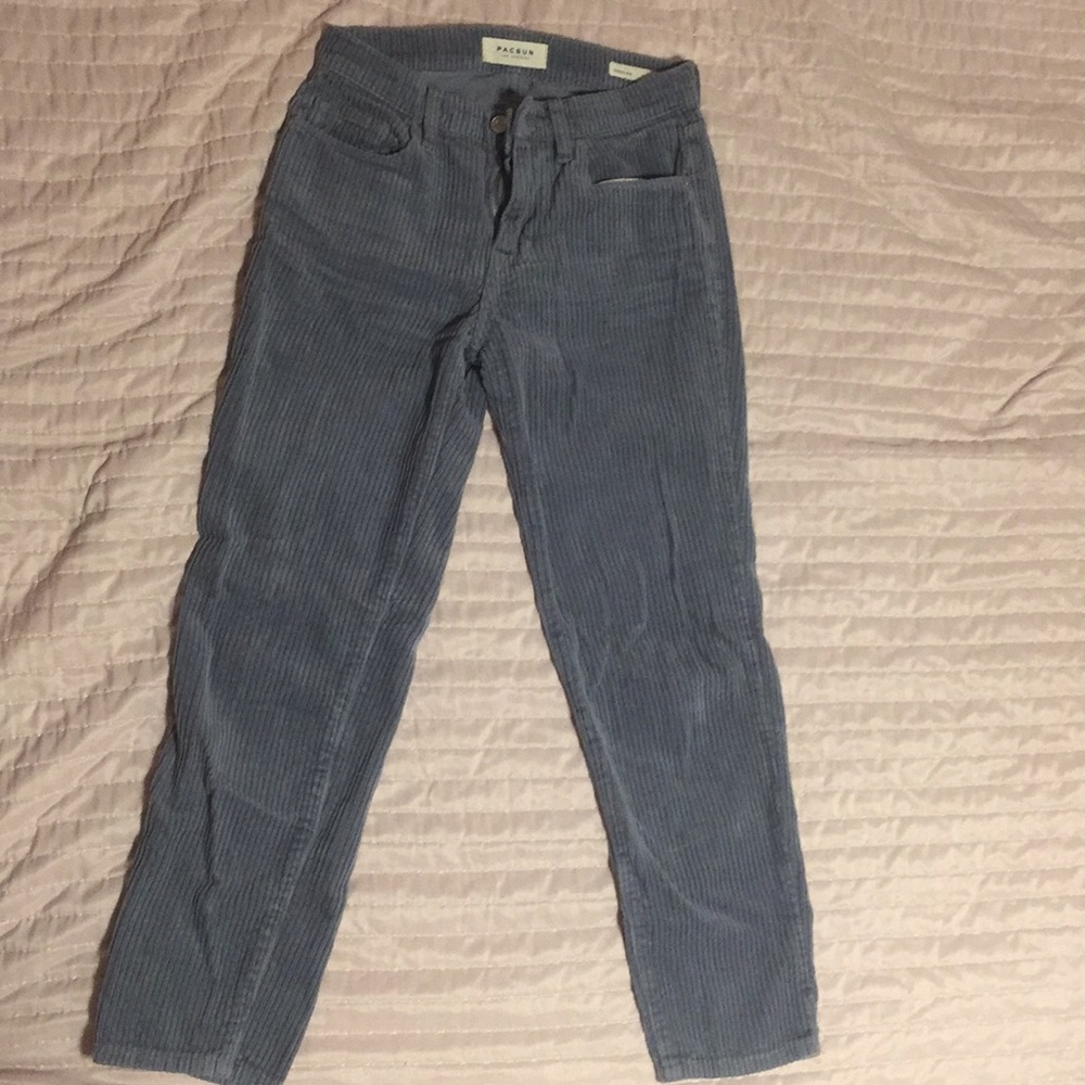 Blueish gray corduroy high waisted jeans
